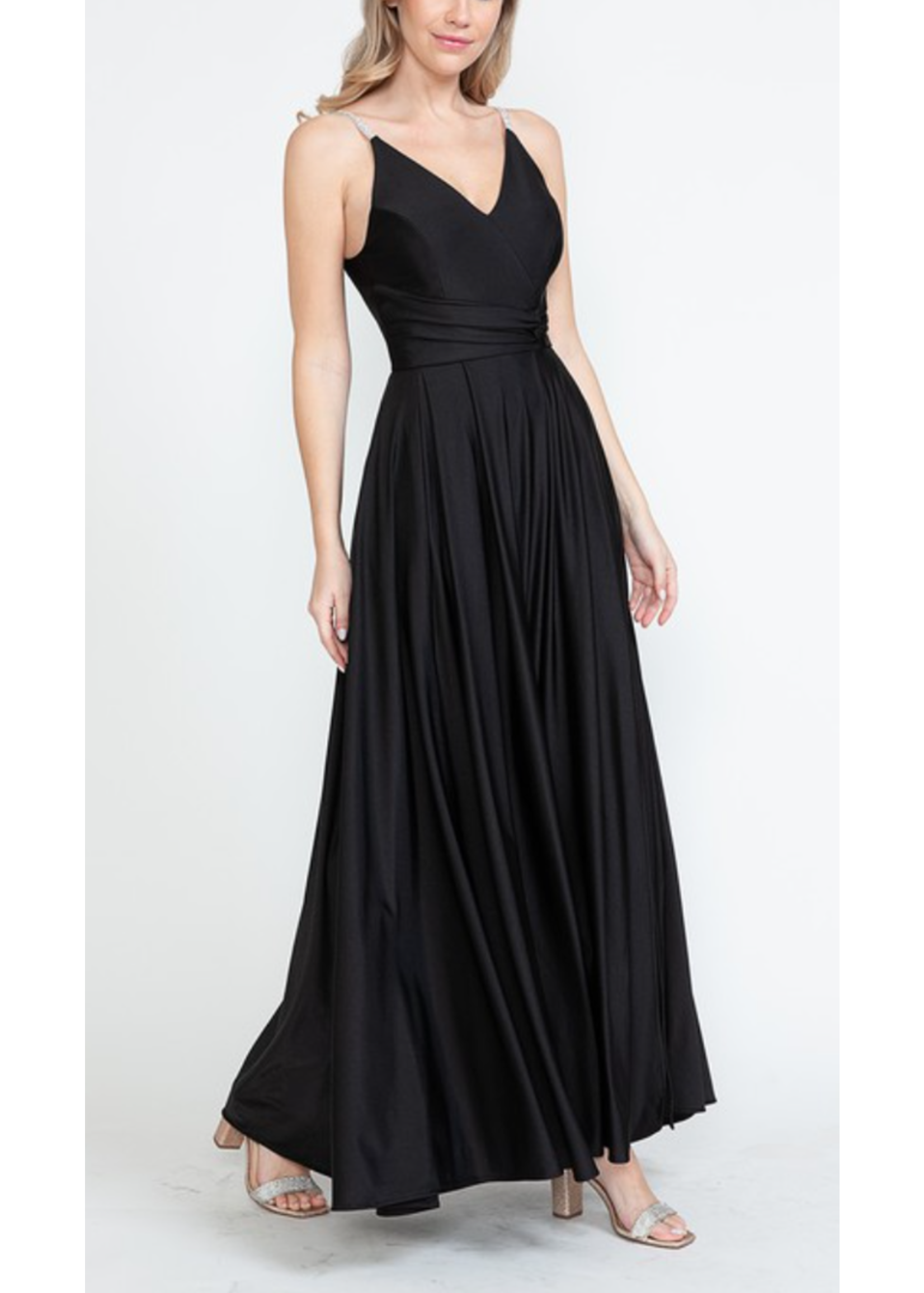 LEN5275 - VNECK SPAGHETTI STRAP ALINE GOWN