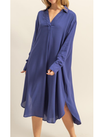 HFDZ24E706- VNECK LONG SLEEVED MIDI DRESS