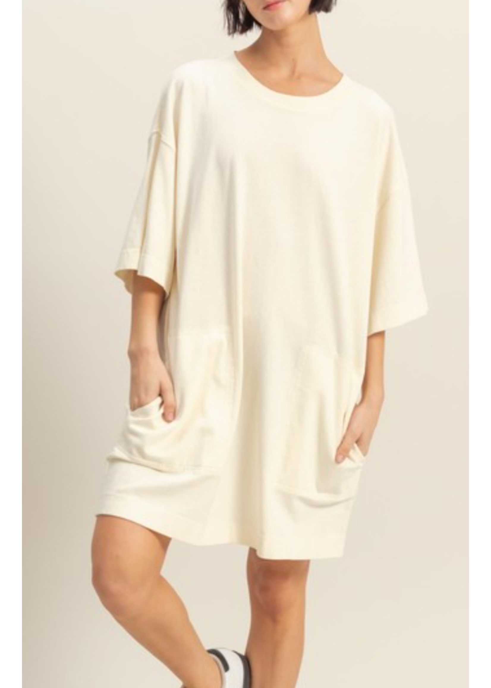 HFDZ25E027 - SHORT SLEEVE RELAXED FIT SHIFT DRESS