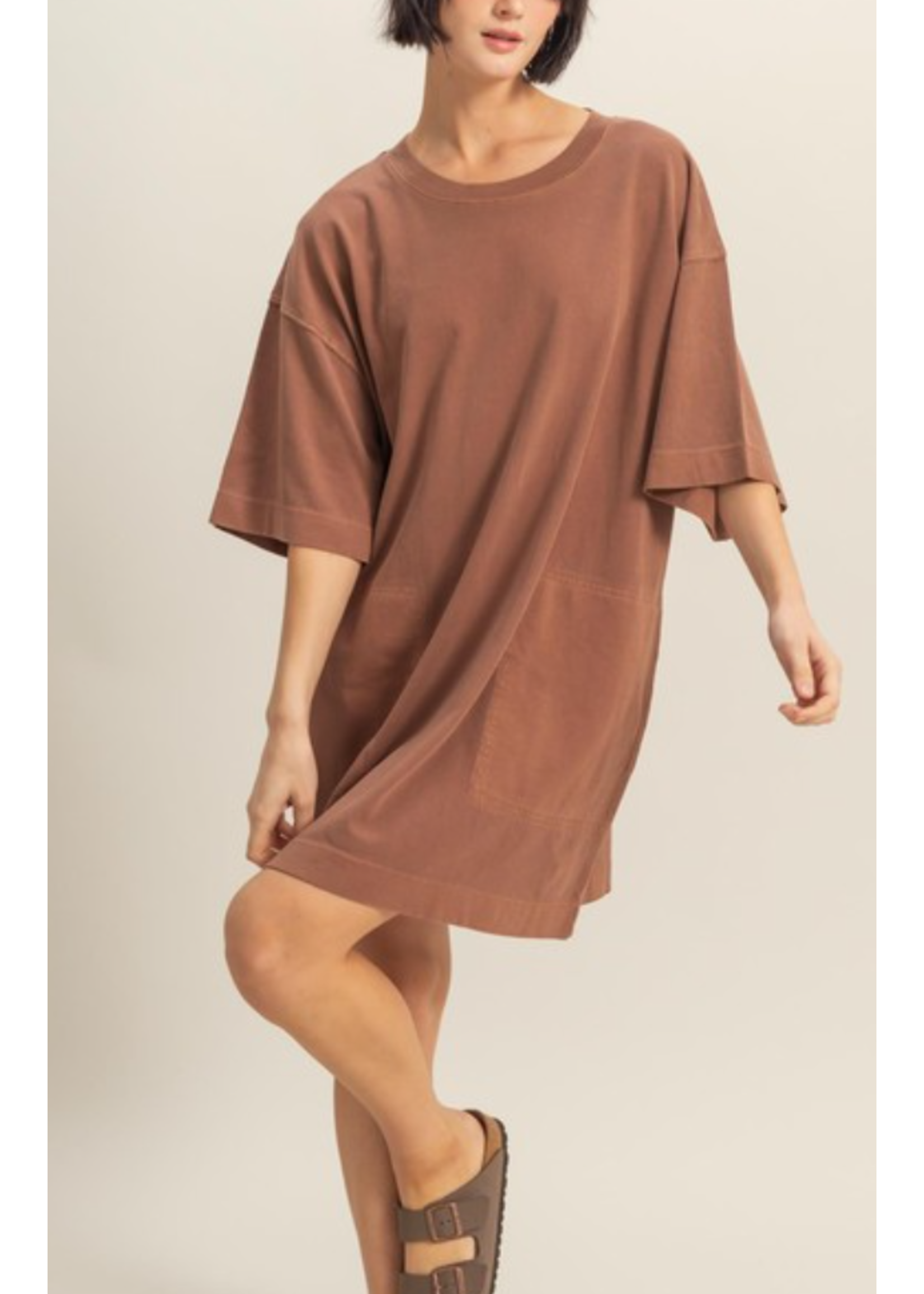 HFDZ25E027 - SHORT SLEEVE RELAXED FIT SHIFT DRESS