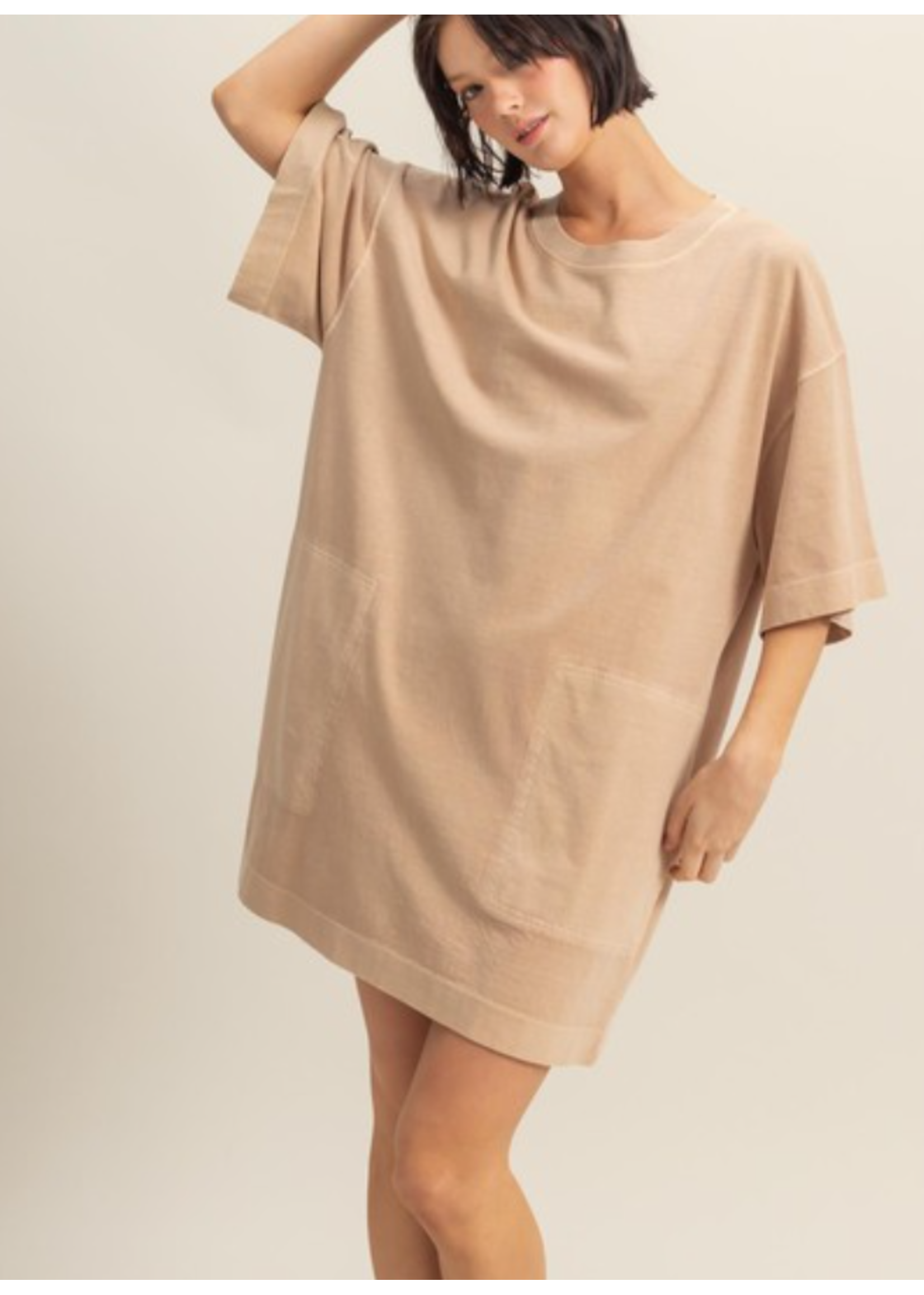 HFDZ25E027 - SHORT SLEEVE RELAXED FIT SHIFT DRESS