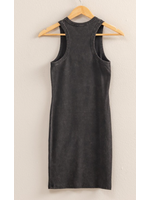 HFDZ25e297-acid Washed Ribbed Mini Dress