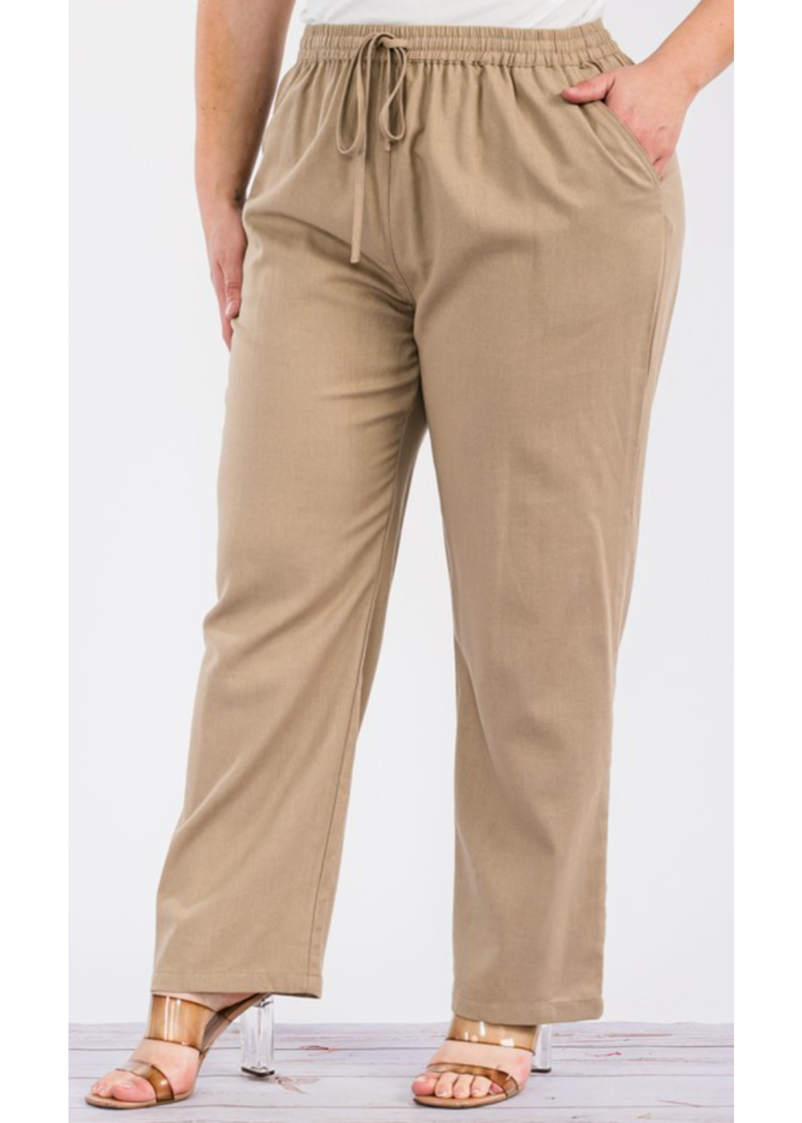 TPITP5921 - PLUS WIDE LEG LINNEN PANT