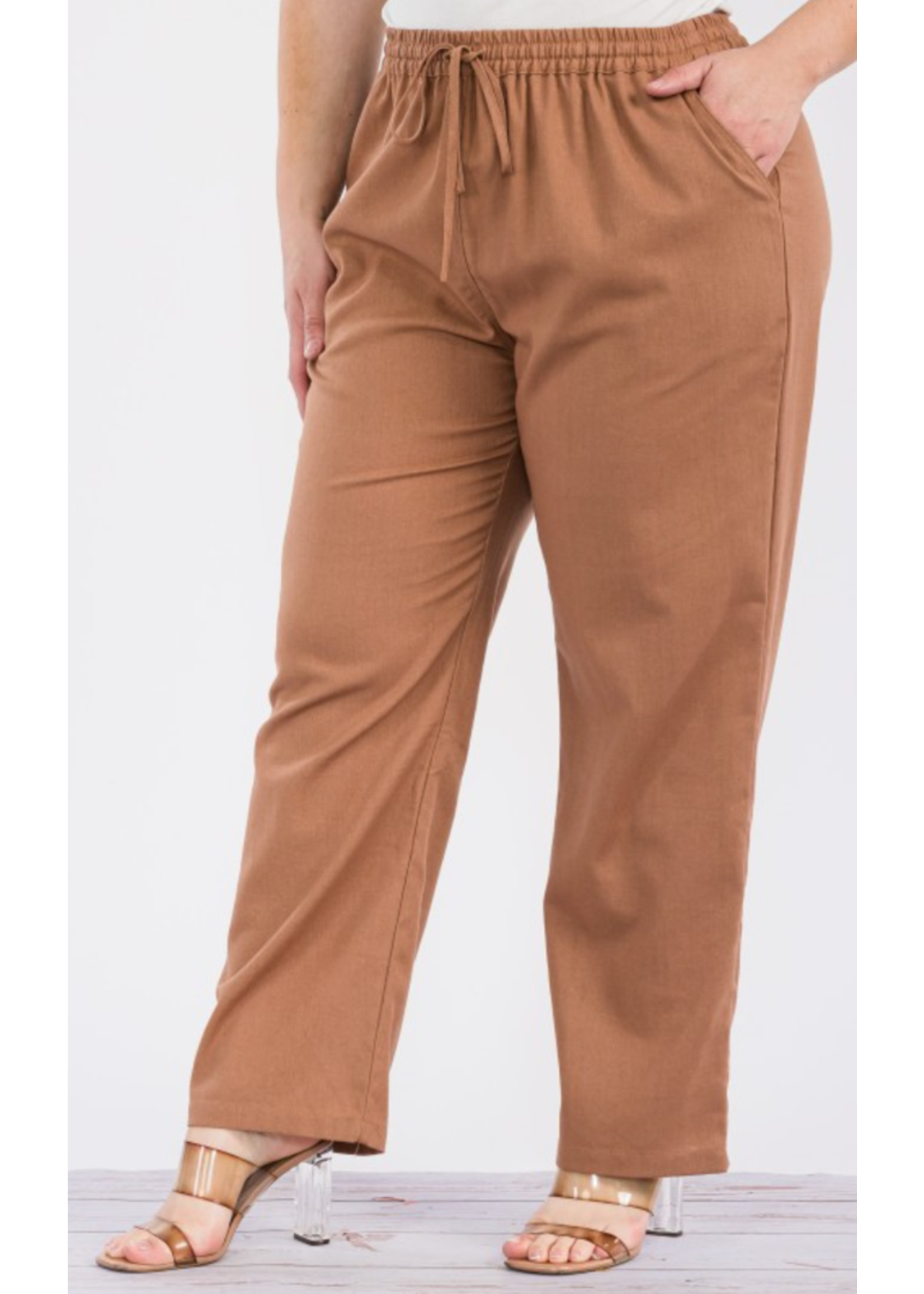 TPITP5921 - PLUS WIDE LEG LINNEN PANT