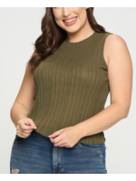 TPIT4898 - Plus Ribbed Knit Sleeveless Tank Top