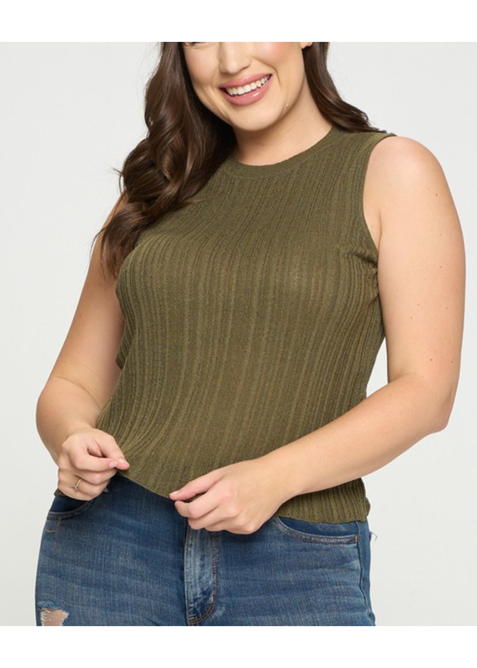 TPIT4898 - Plus Ribbed Knit Sleeveless Tank Top