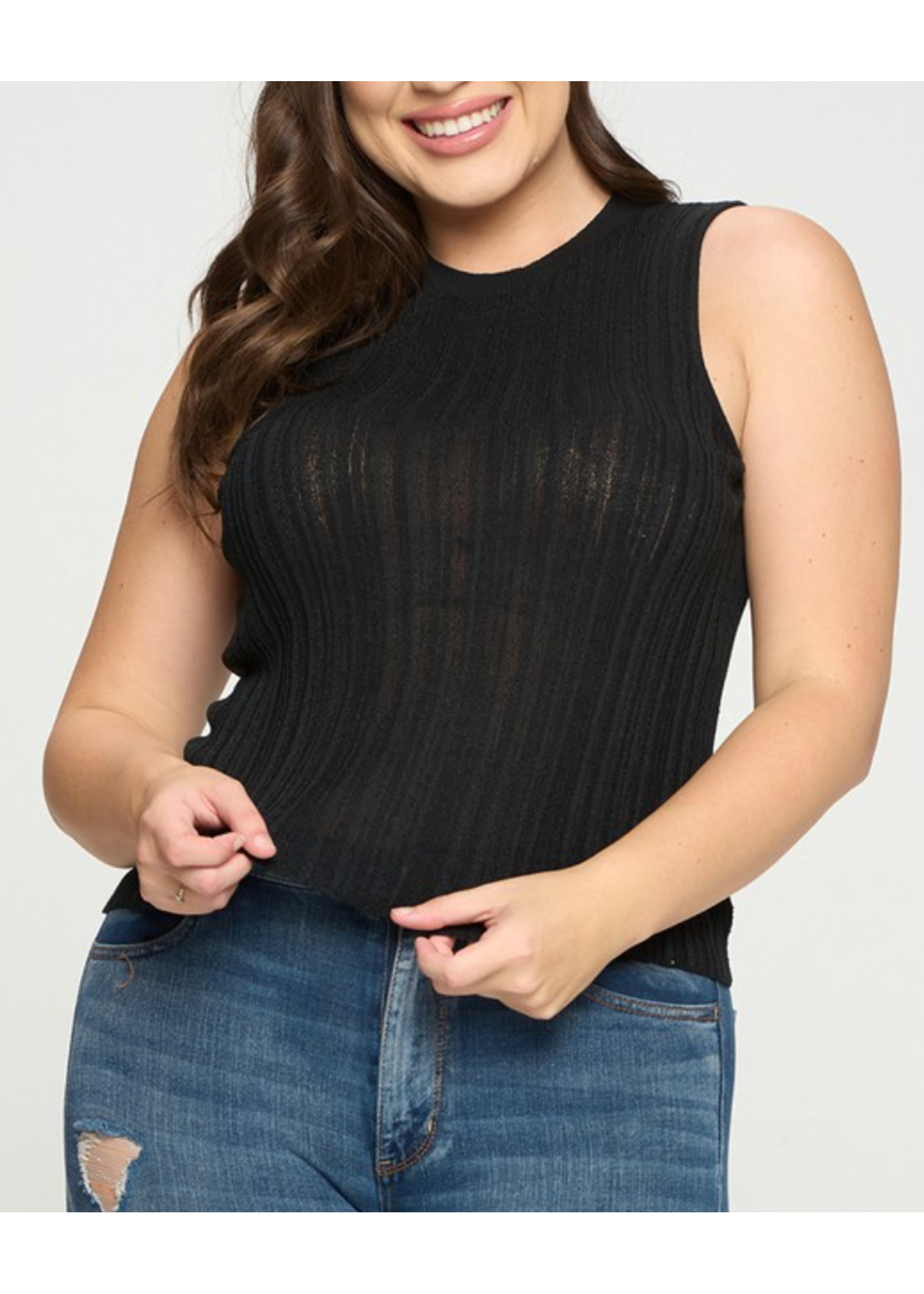 TPIT4898 - Plus Ribbed Knit Sleeveless Tank Top