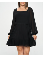 TPITD5658 - Plus Smocked Bodice Long Sleeve Dress