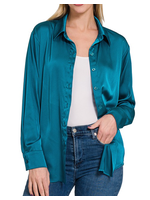 ZNQT1170D4 -  Satin Charmeuse Button Front Shirt