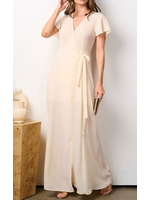 RURVWT54702 - SHORT RUFFLE SLEEVE SELF TIE WRAP GOWN