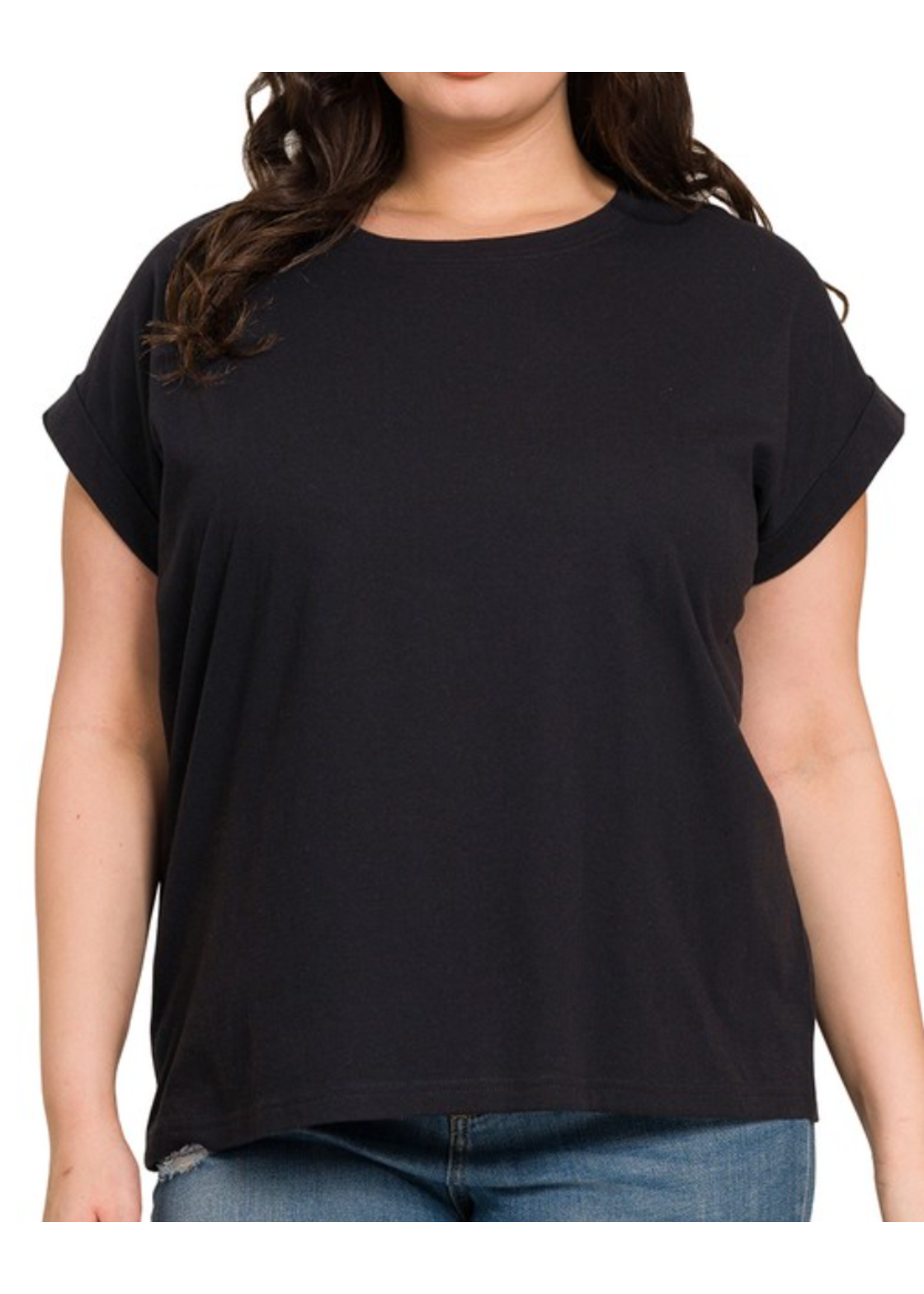 ZNCT3381 - PLUS ROUND NECK FOLDED SHORT SLEEVE TEE