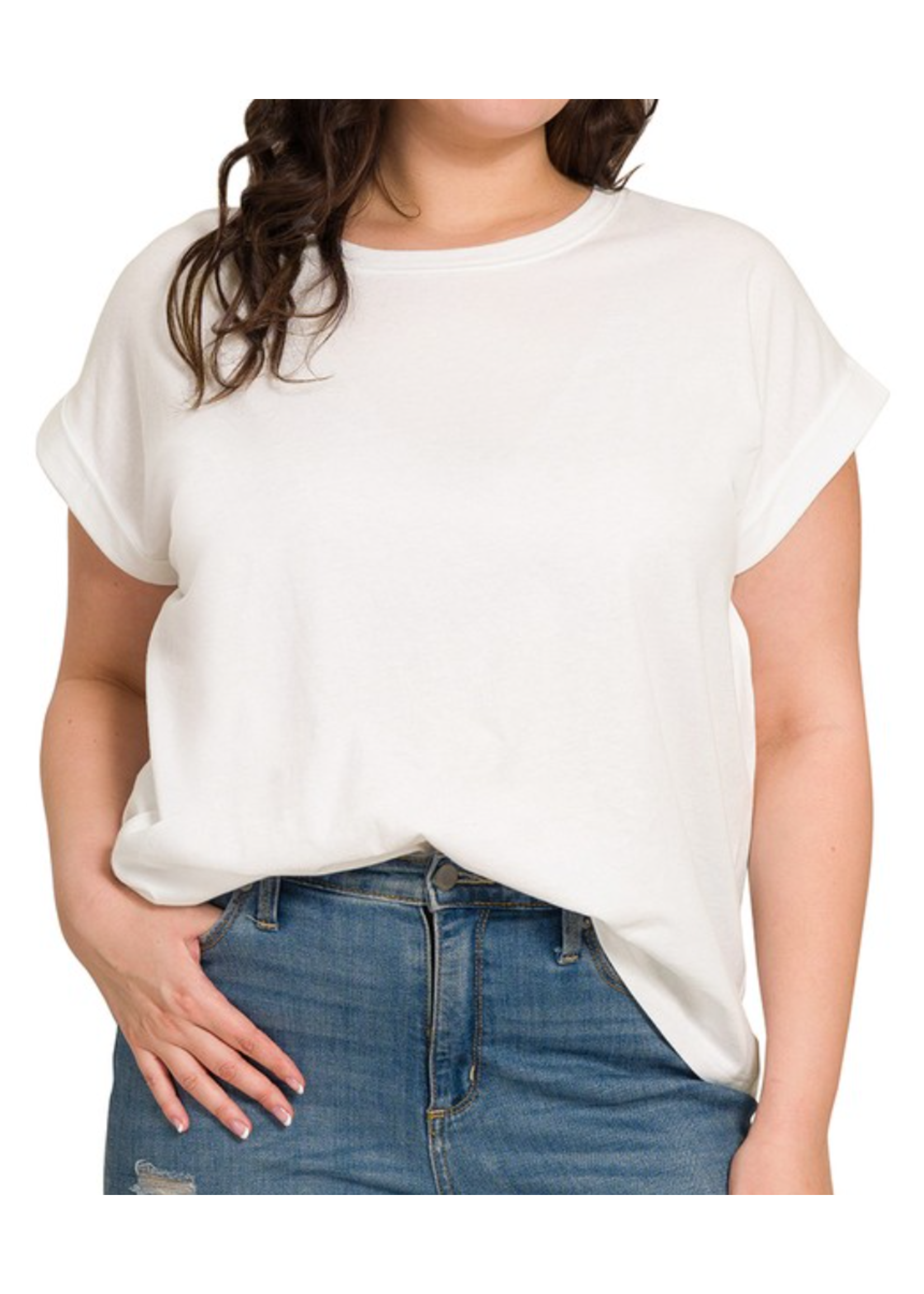 ZNCT3381 - PLUS ROUND NECK FOLDED SHORT SLEEVE TEE