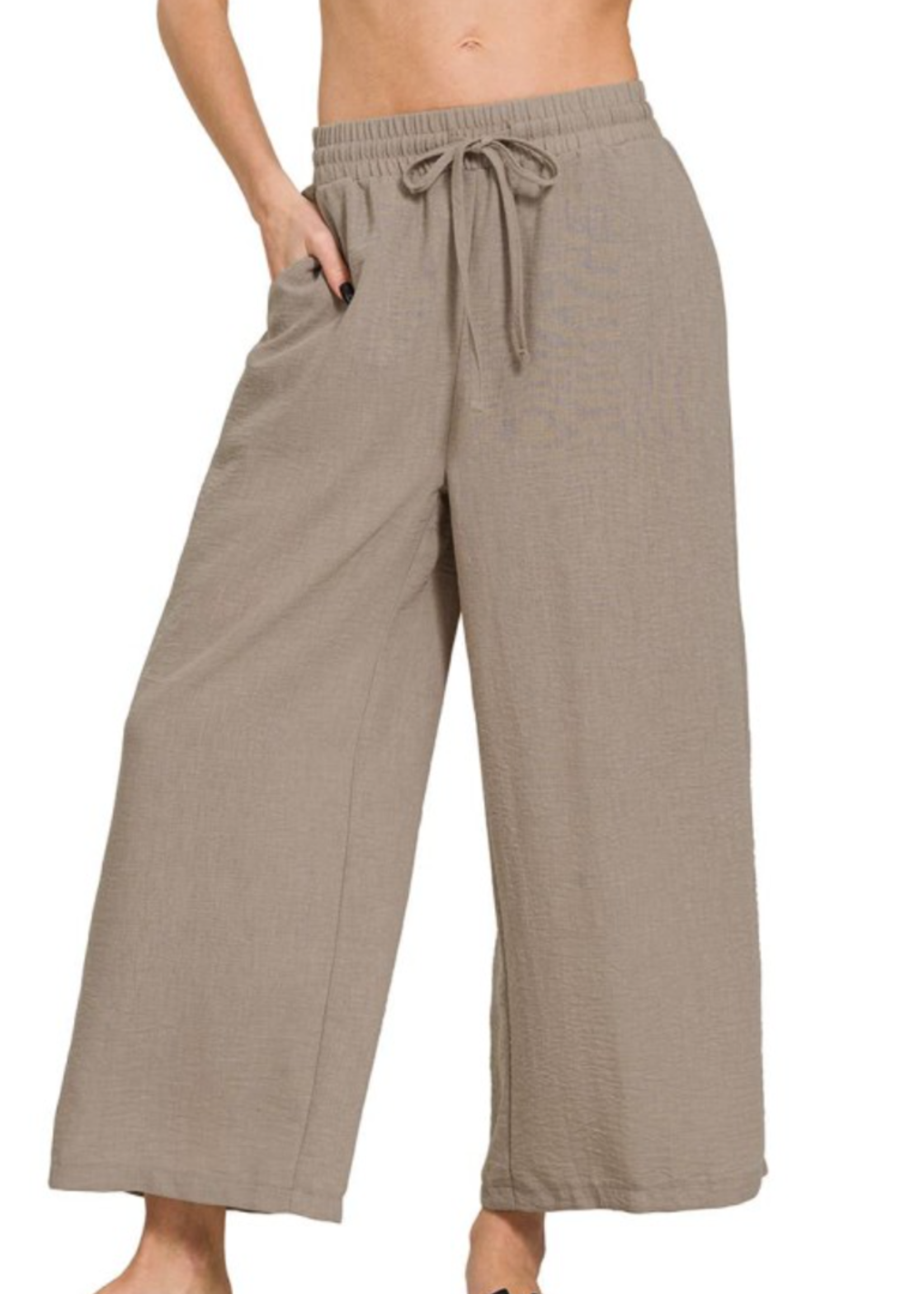 ZNQP7163 - WIDE LEG ELASTIC BAND PANTS