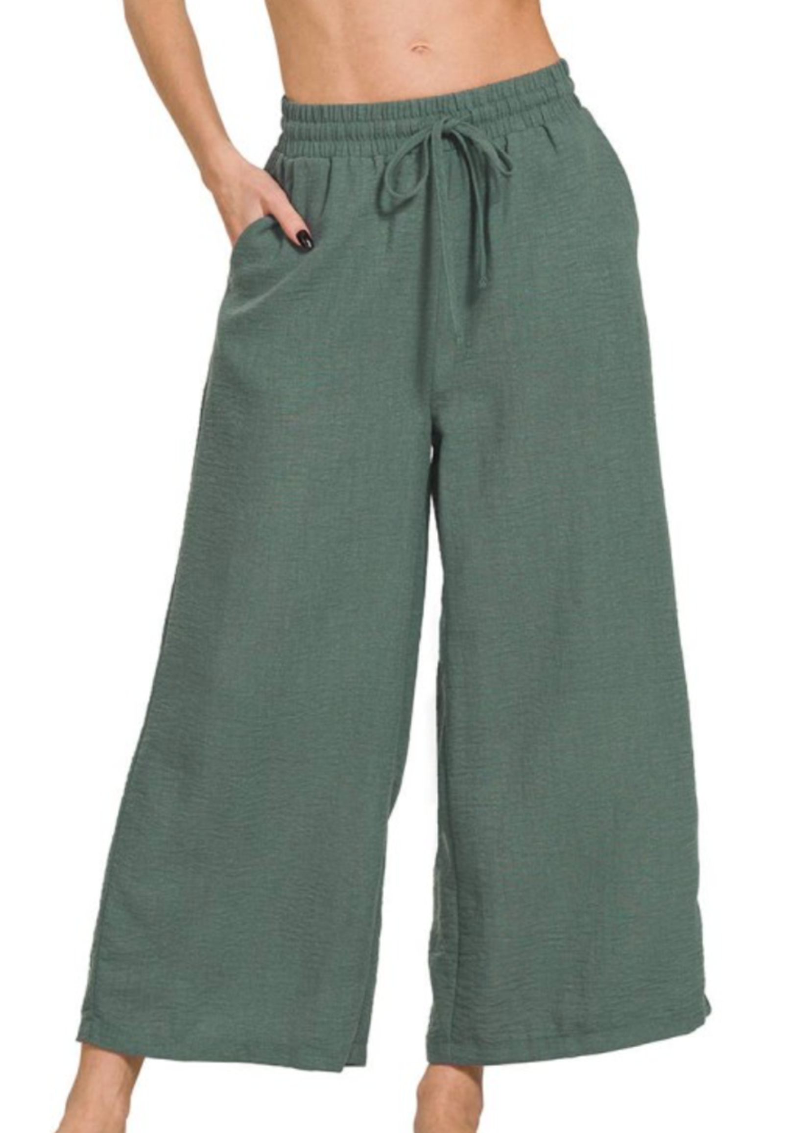 ZNQP7163 - WIDE LEG ELASTIC BAND PANTS