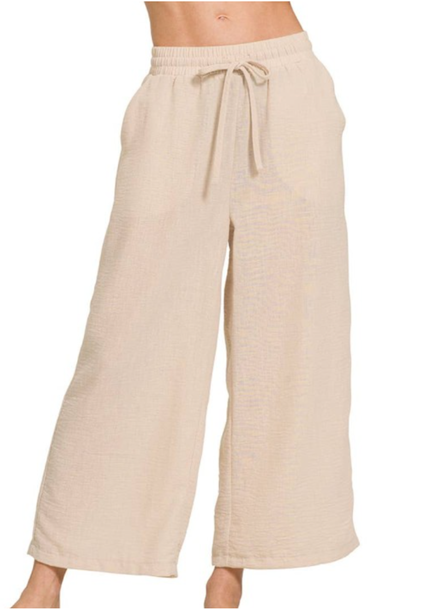 ZNQP7163 - WIDE LEG ELASTIC BAND PANTS