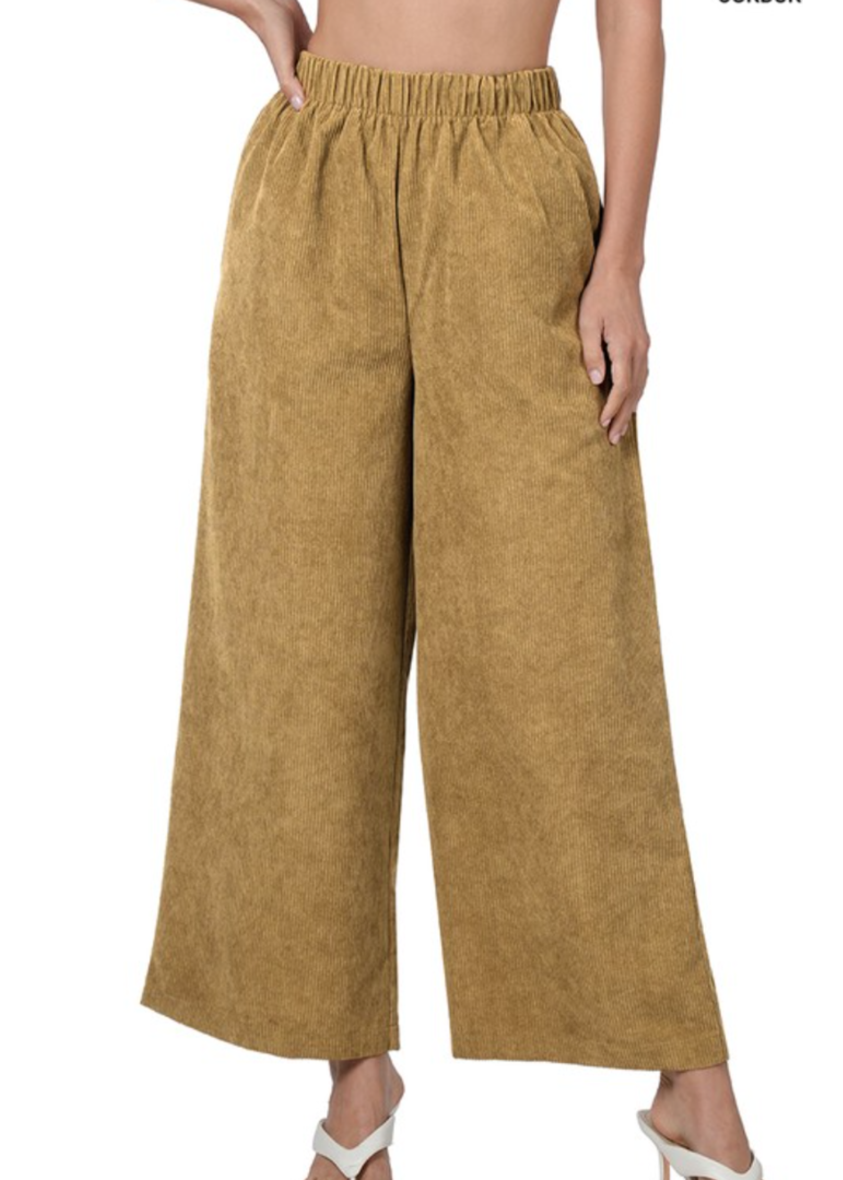 ZNQP1162 - LIGHT WEIGHT CORDUROY WIDE LEG PANT W POCKETS