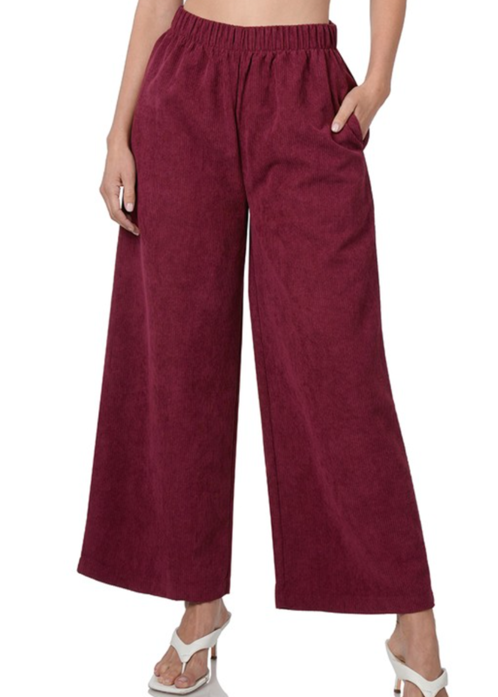 ZNQP1162 - LIGHT WEIGHT CORDUROY WIDE LEG PANT W POCKETS