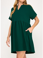 2HD4113 - SOLID BABY DOL DRESS W CUT OUT NECKLINE