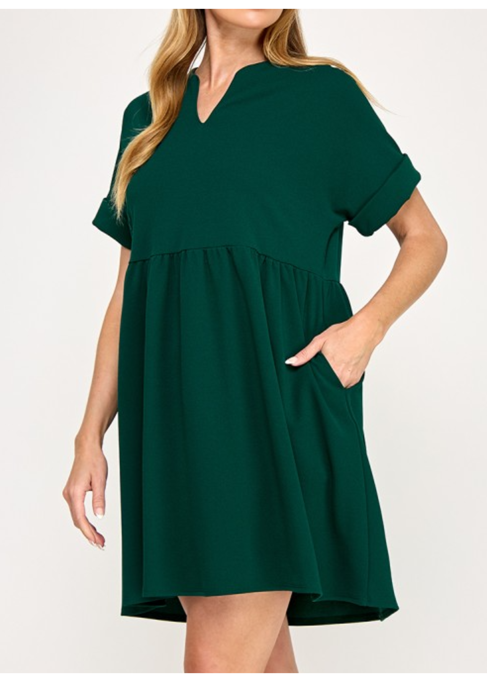 2HD4113 - SOLID BABY DOL DRESS W CUT OUT NECKLINE