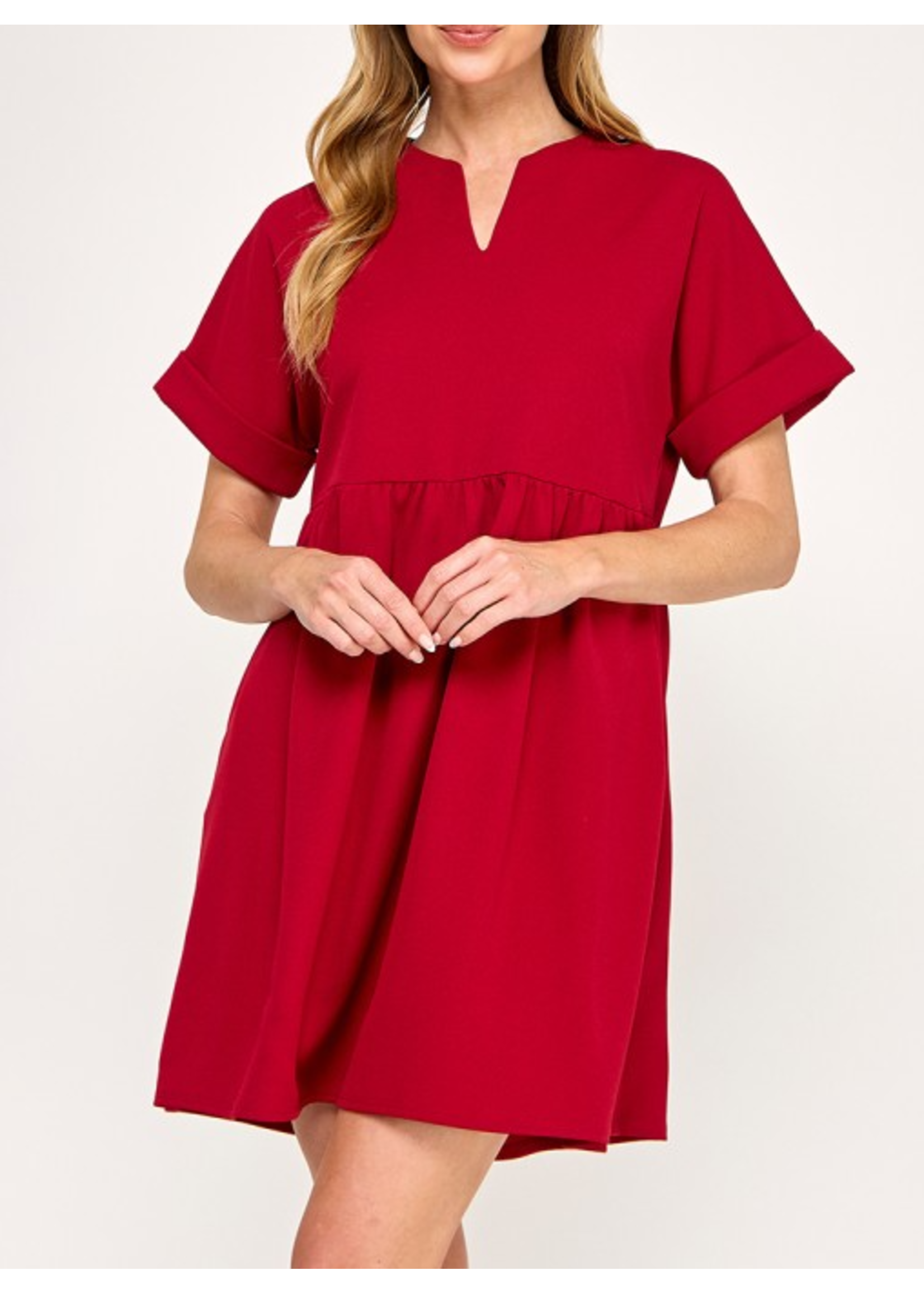 2HD4113 - SOLID BABY DOL DRESS W CUT OUT NECKLINE