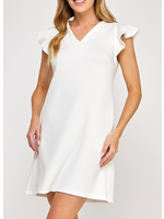 2HD4089 - FLUTTER SLEEVE SHIFT DRESS