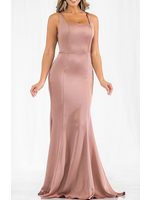 MUMf21514 - Square Neck Buttoned Detail Back Eveing Gown.