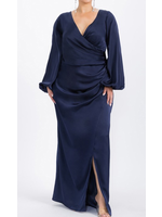 MUMF22939 - Plus Size Long Sleeve Wrap Evening Gown