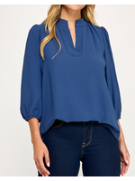 2HT4118 - AIRFLOW MANDARIN COLLAR VNECK 3/4 SLEEVE BLOUSE