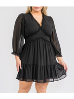TPITD5446 - Plus Ruffled Empire Waist Dress