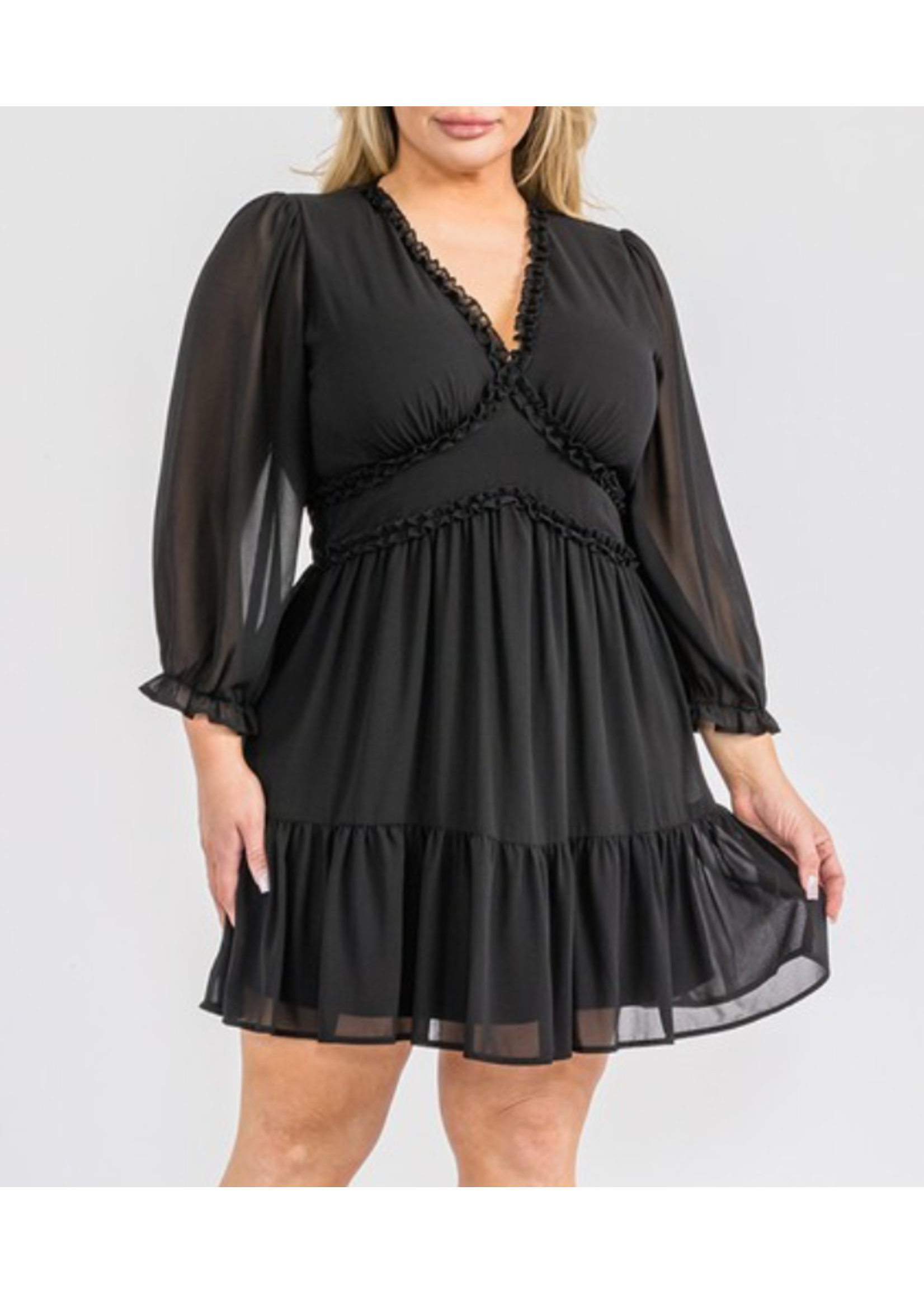 TPITD5446 - Plus Ruffled Empire Waist Dress