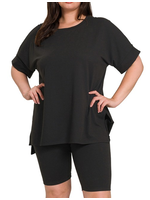 ZNMTMP57033- 'NEW ROUND NECK' MICROFIBER BIKER SHORT LOUNGE SET