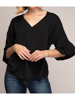 ZNMB112668 - Tiered Sleeve Drop Shoulder Bouse