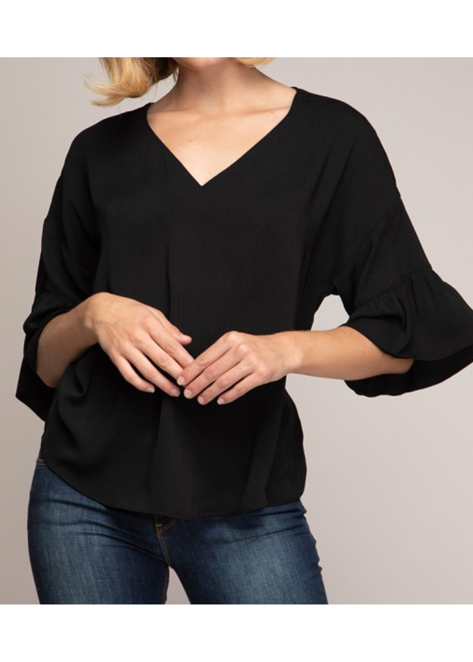 ZNMB112668 - Tiered Sleeve Drop Shoulder Bouse