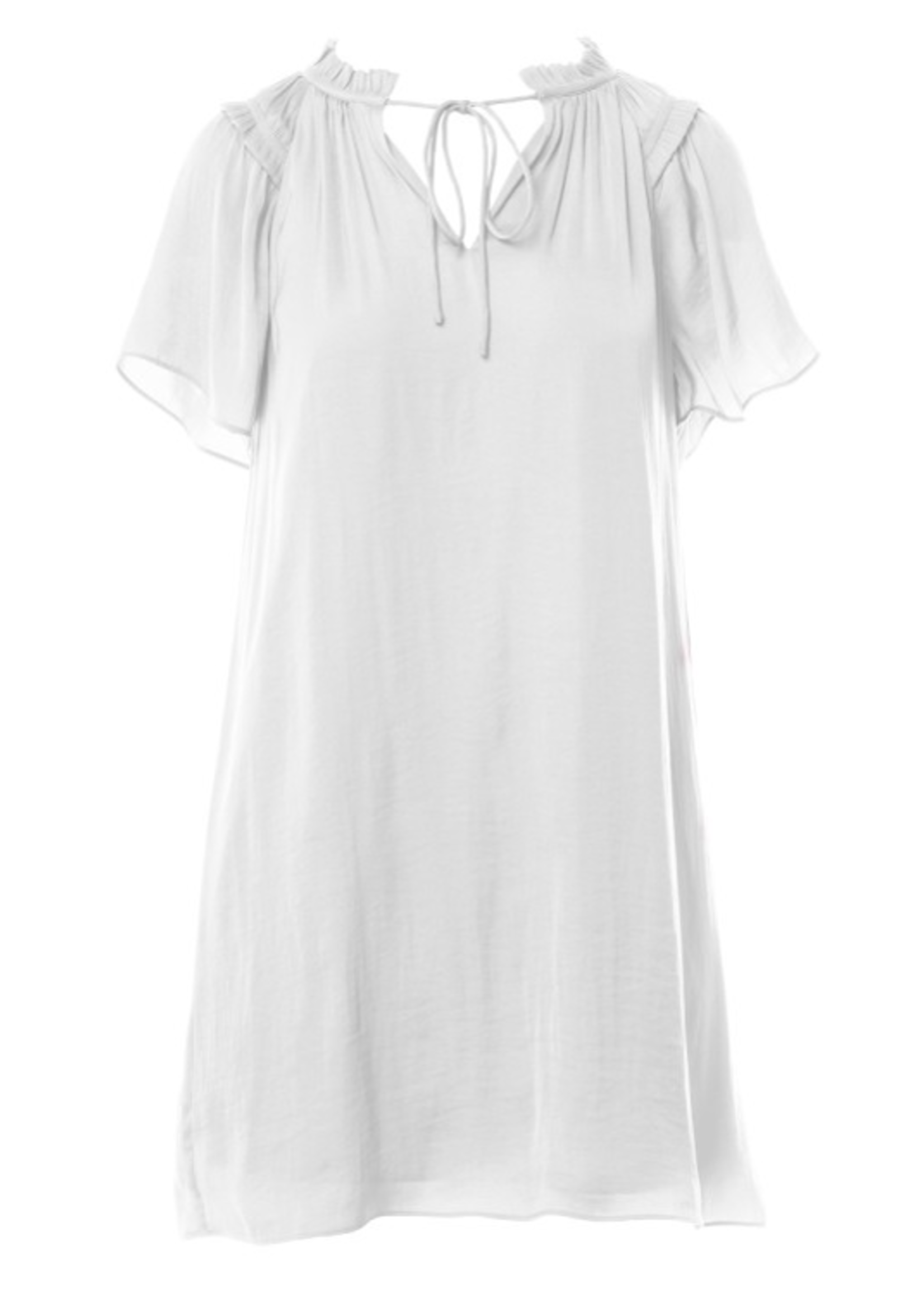 NZSD115789 - Flutter Sleeve Shift Dress With Neck Frill Detail