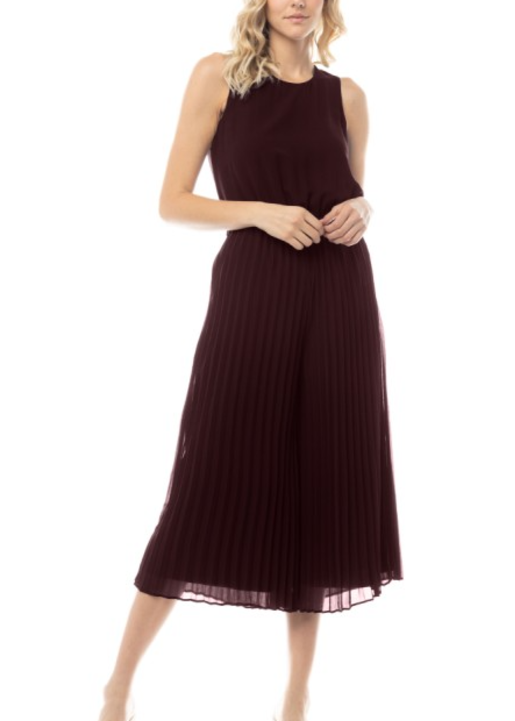 NZHR116214 - Pleated Wide Leg Jumpsuit