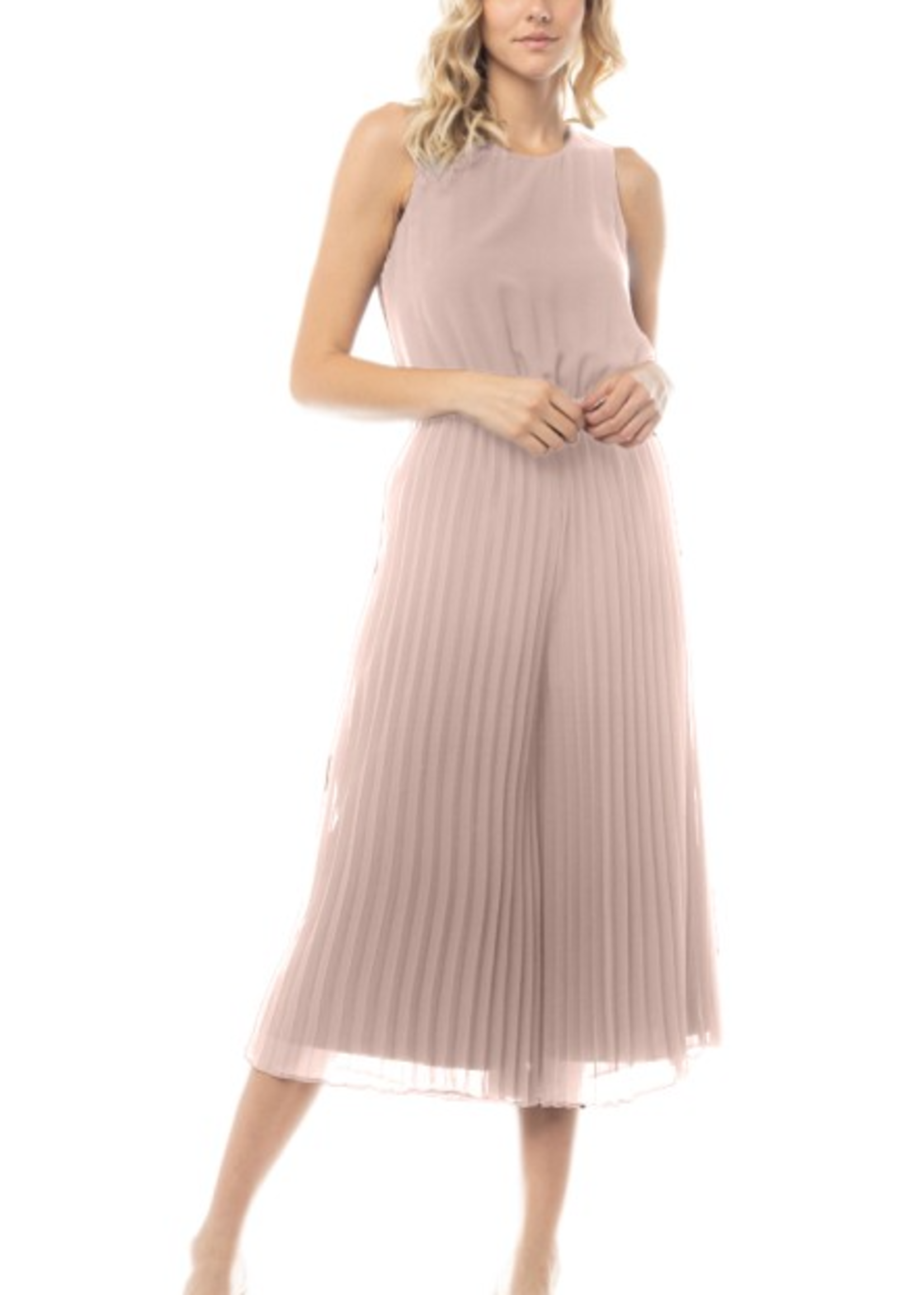 NZHR116214 - Pleated Wide Leg Jumpsuit