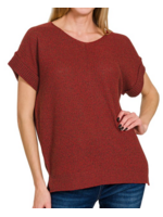 ZNTW2489 - Center Seam Short Sleeve Knit Blouse