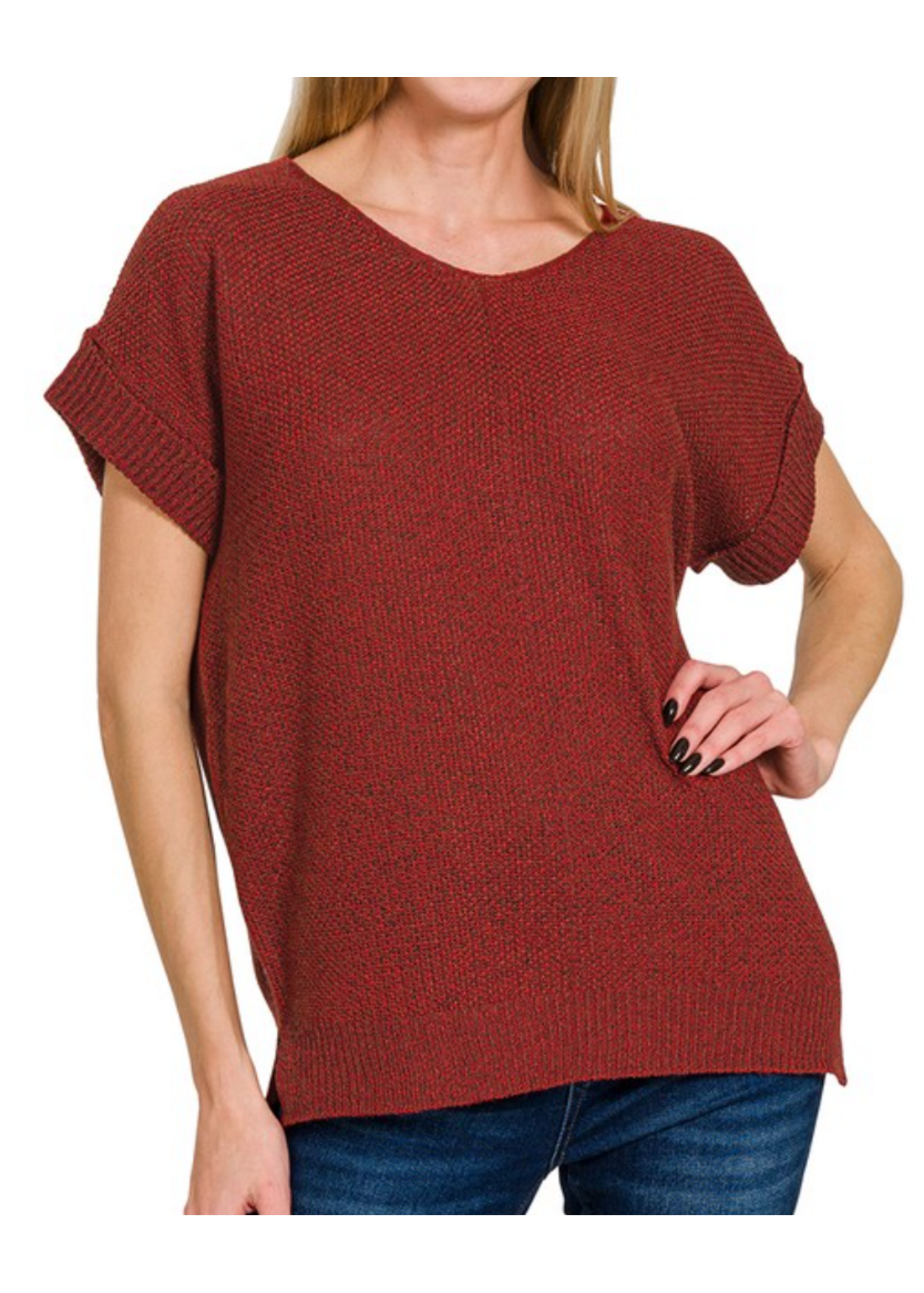 ZNTW2489 - Center Seam Short Sleeve Knit Blouse