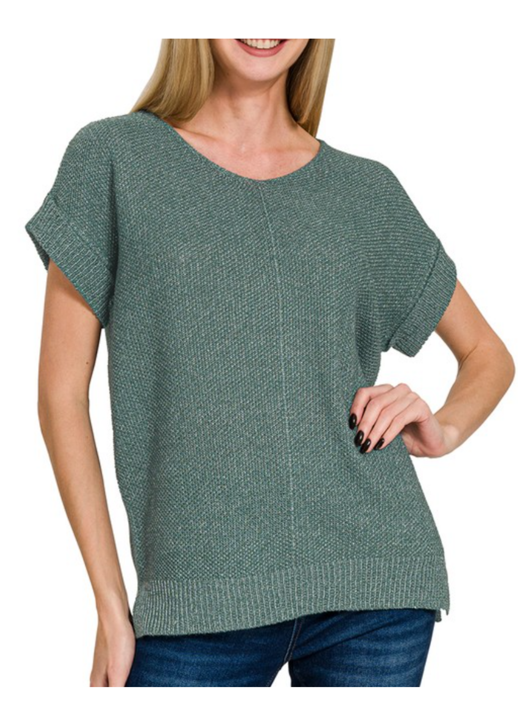 ZNTW2489 - Center Seam Short Sleeve Knit Blouse