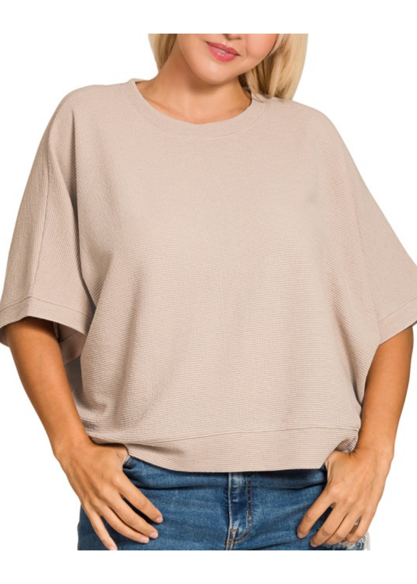 ZNHT2684 - Plus Double Knit Banded Bottom Short Sleeve Top