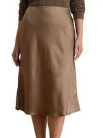 CMZA7579S - PLUS SIZE SATIN KNIT ELASTIC WAIST A LINE MIDI SKIRT