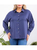 FS5693 -  Plus Size Long Sleeve Graphic Satin Shirt
