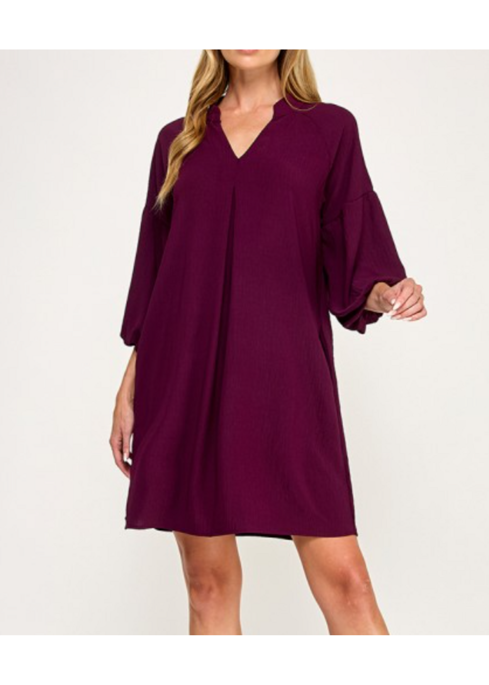 2HD4119 - SOLID SHIFT DRESS W MANDARIN COLLAR