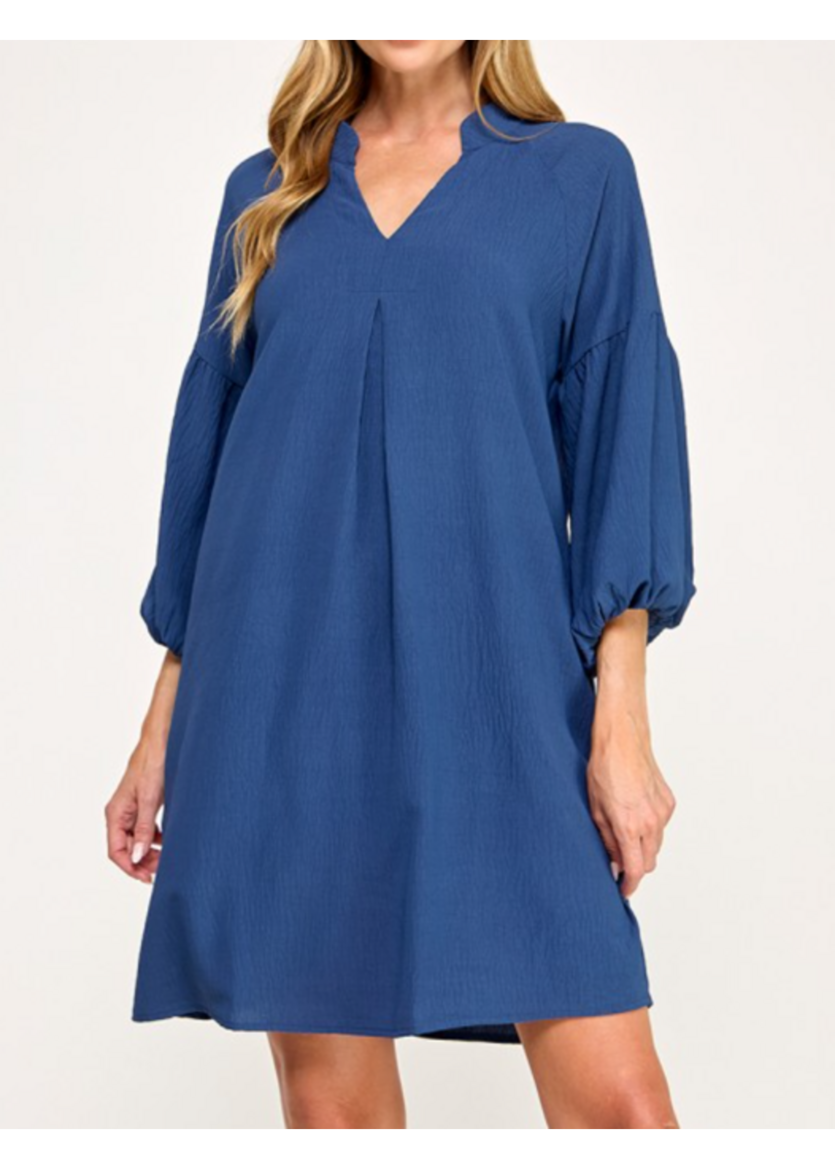 2HD4119 - SOLID SHIFT DRESS W MANDARIN COLLAR