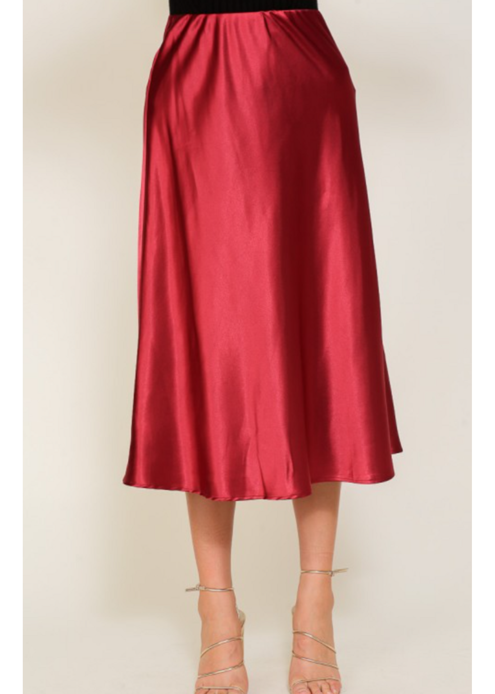 TGWS838 - SATIN MIDI FLARE SKIRT