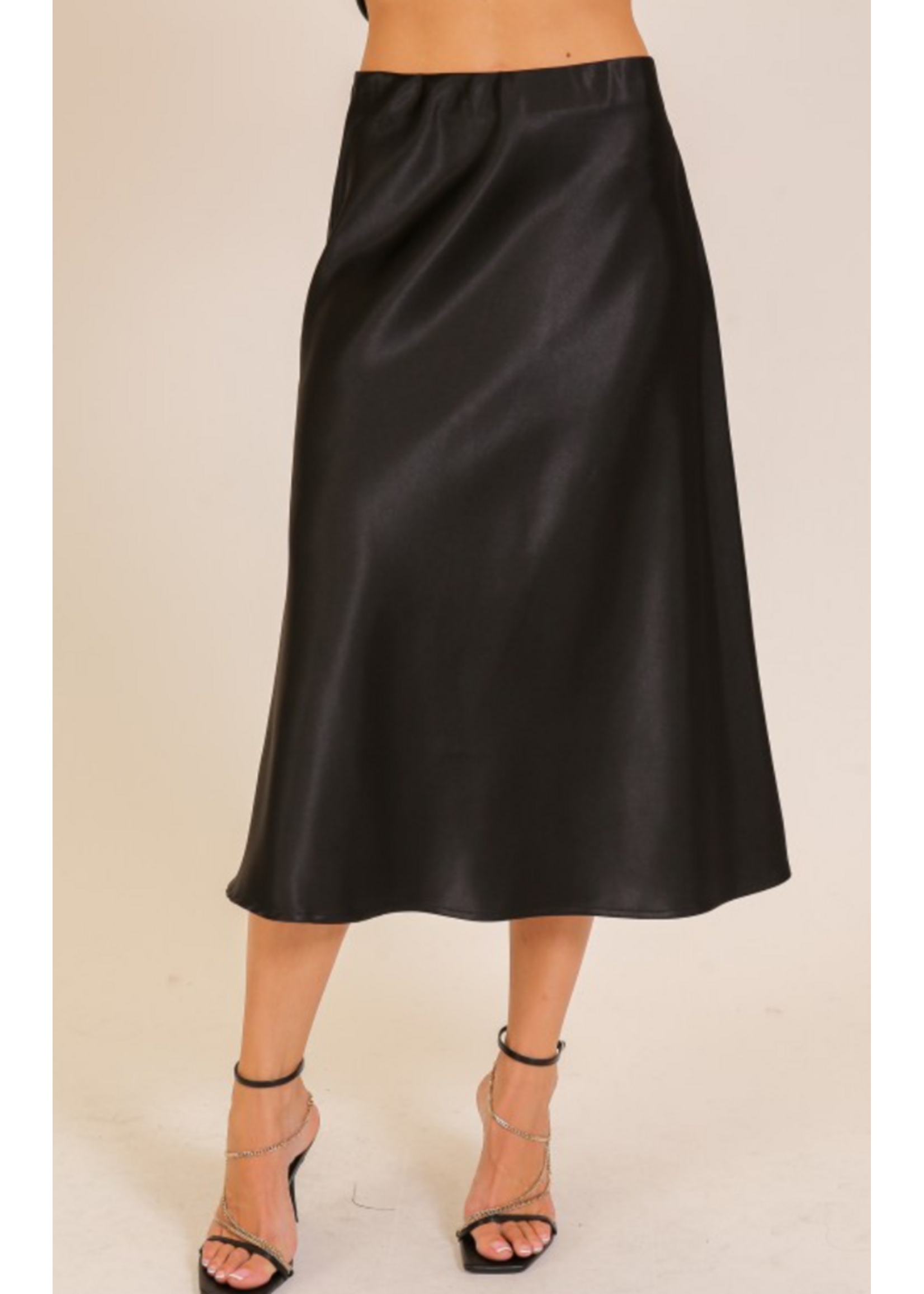 TGWS838 - SATIN MIDI FLARE SKIRT
