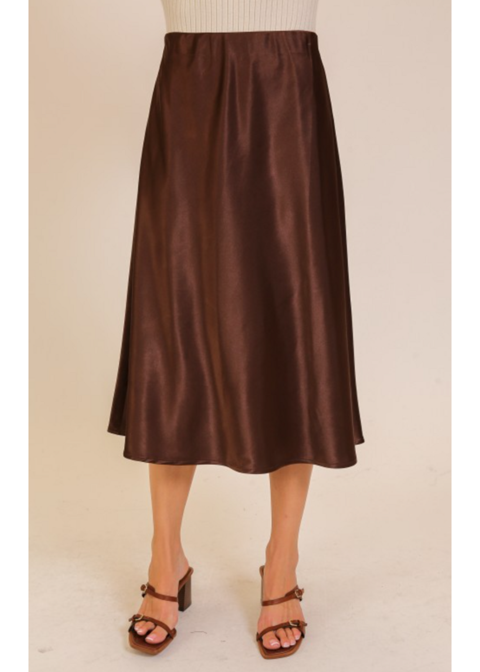 TGWS838 - SATIN MIDI FLARE SKIRT