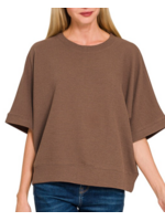 ZNHT2684D4 - Double Knit Banded Bottom Short Sleeve Top