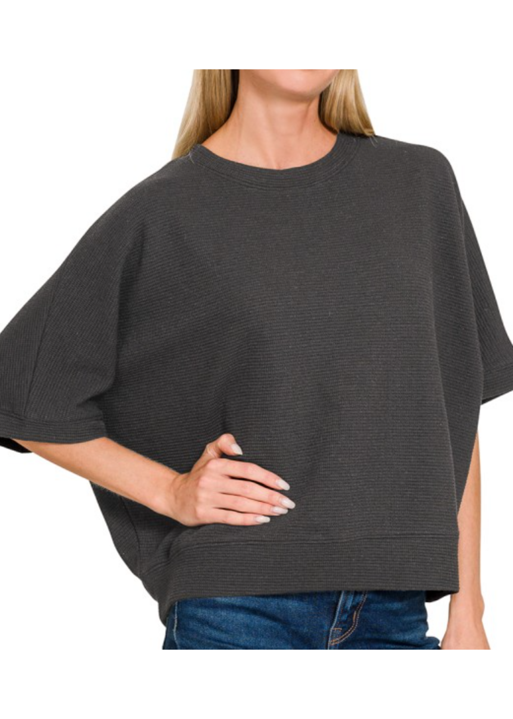 ZNHT2684D4 - Double Knit Banded Bottom Short Sleeve Top