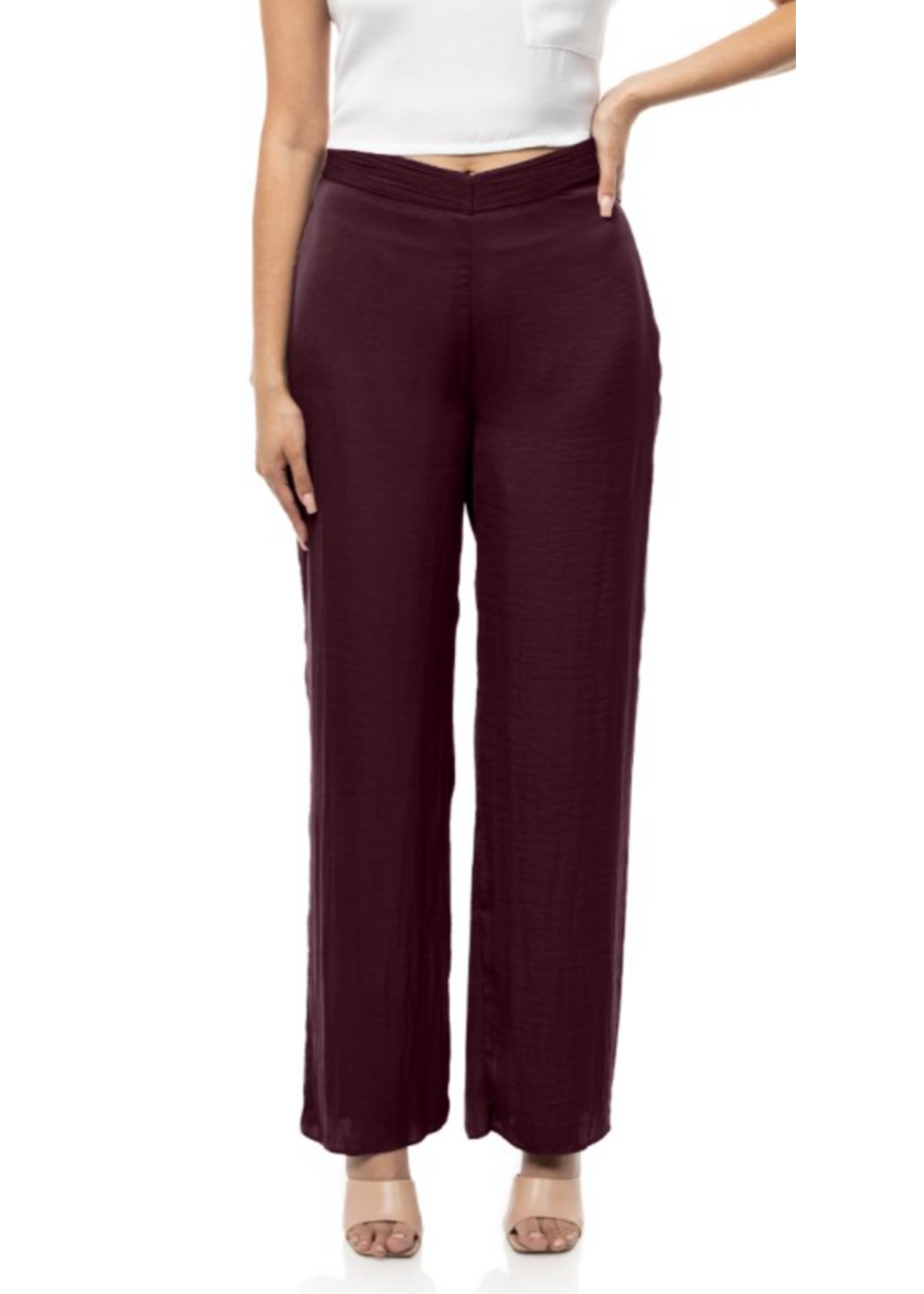 ZNEP117012 - RUCHED WAIST SATIN PANTIS